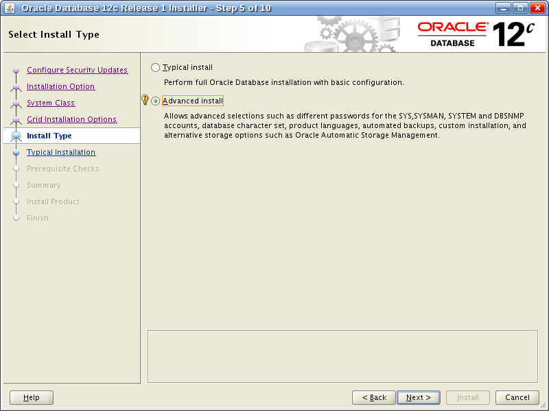 Oracle Database 12c Release 1 Installer - Step 5