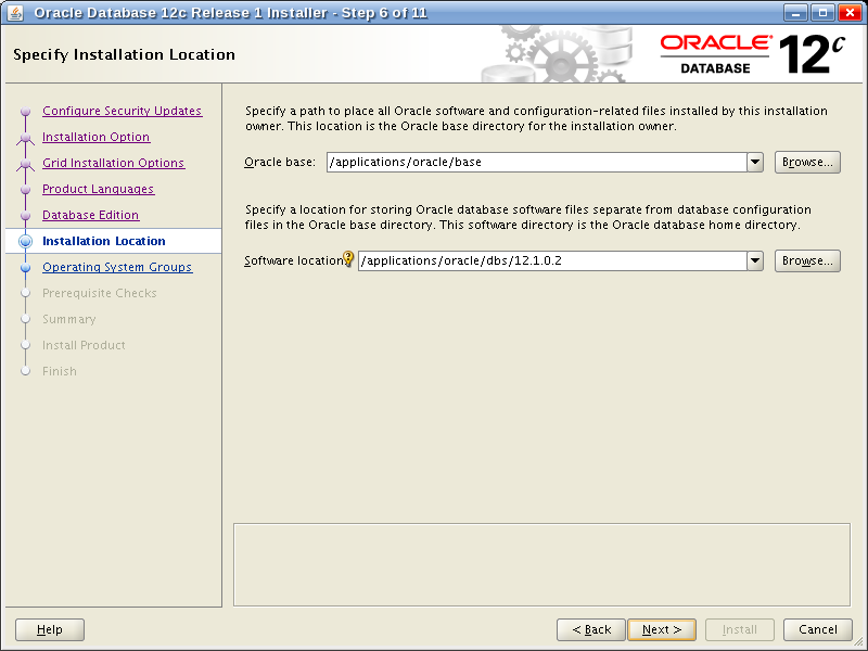 Oracle Database 12c Release 1 Installer - Step 6