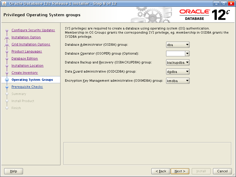 Oracle Database 12c Release 1 Installer - Step 8