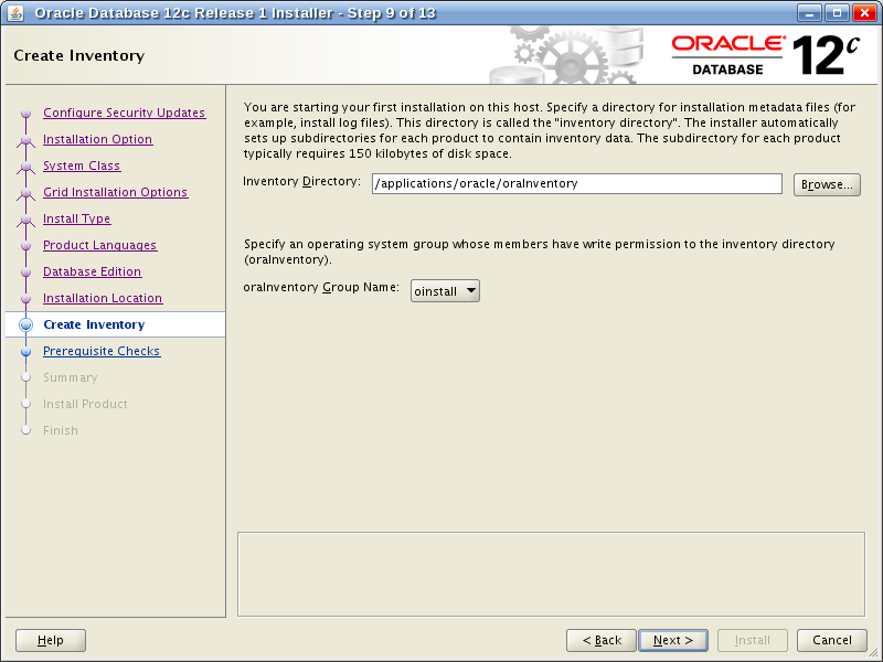 Oracle Database 12c Release 1 Installer - Step 9