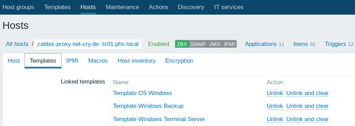 zabbix host Template