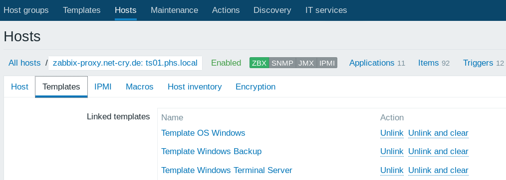 zabbix host Template